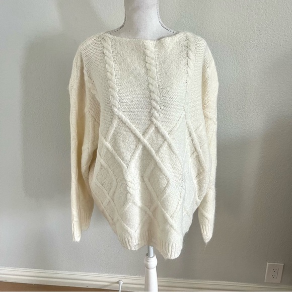 Moon River Cream Cable Knit Sweater - Picture 2 of 4